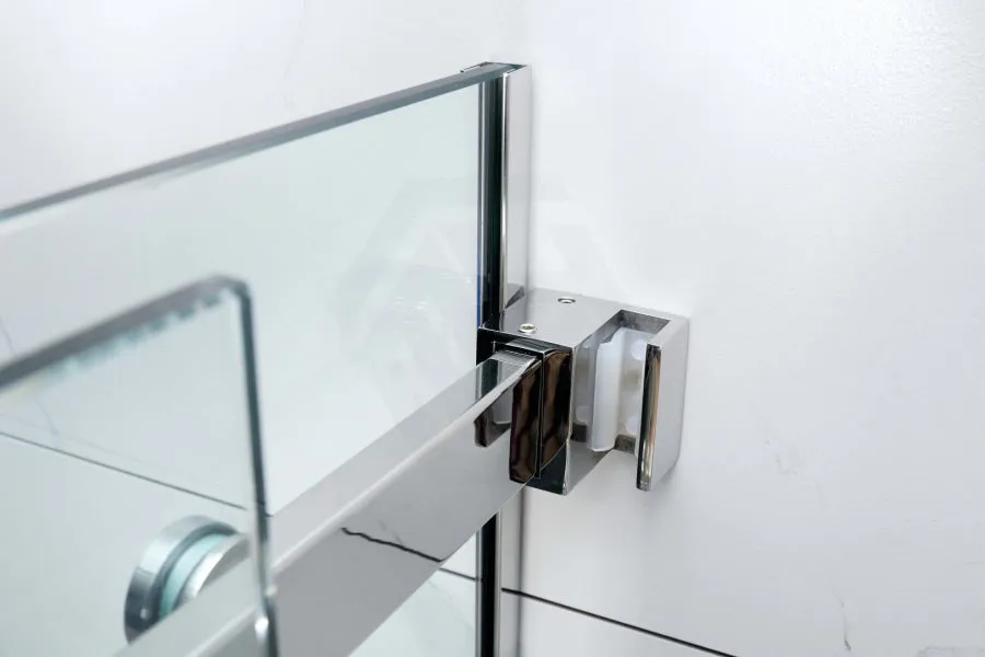 1180-2000x2000mm Wall to Wall Sliding Shower Screen Frameless Chrome Stainless Steel Square Handle 10mm Glass