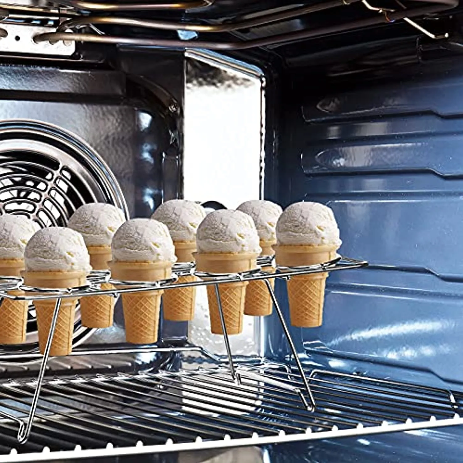 2 Pieces Steel Cupcake Baking Racks Ice Cream Display Racks Cupcake Cone Stands Ice Cream Cone Cupcakes Holders for Home Kitchen Baking Cooking Cupcake Ice Cream Tools Supplies (Silver)