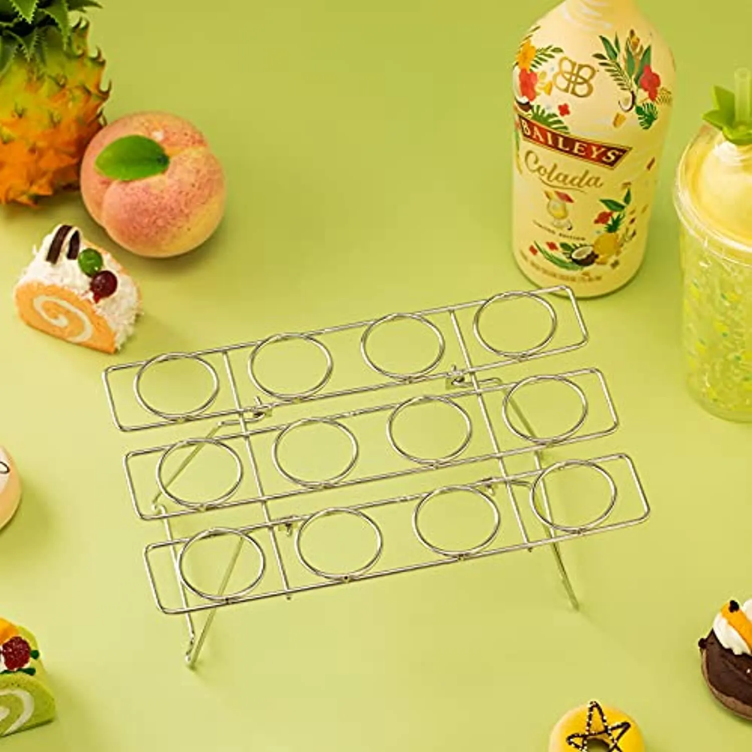 2 Pieces Steel Cupcake Baking Racks Ice Cream Display Racks Cupcake Cone Stands Ice Cream Cone Cupcakes Holders for Home Kitchen Baking Cooking Cupcake Ice Cream Tools Supplies (Silver)