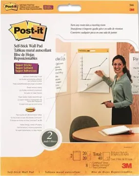 3M Self-Stick Wall Easel Pad' Blank' 20 X 23' White' 4 20-Sheet Pads/Carton