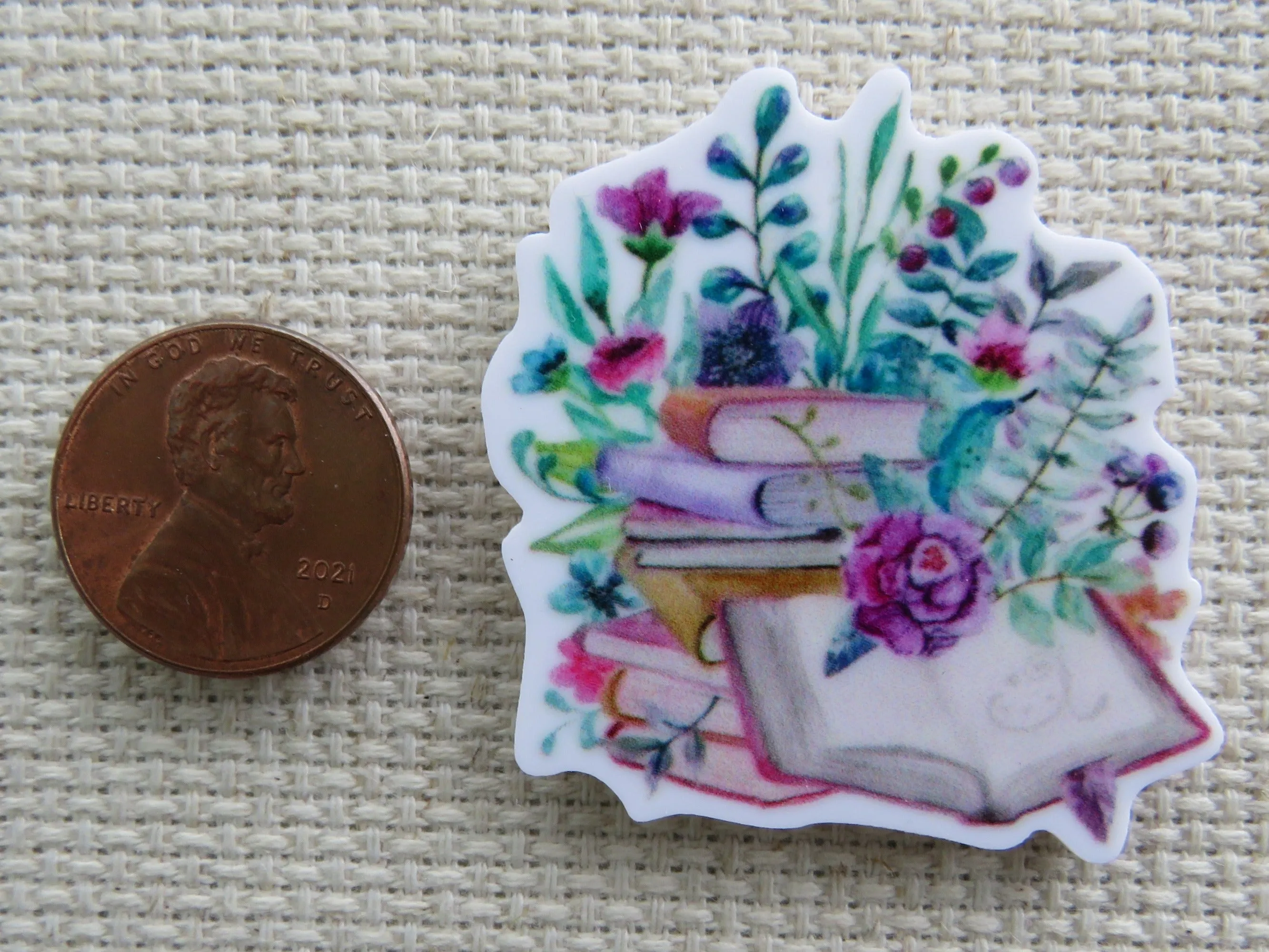 A Bounty of Books and Flowers Needle Minder, Cover Minder, Magnet