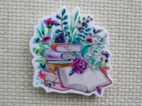 A Bounty of Books and Flowers Needle Minder, Cover Minder, Magnet