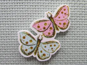 A Pair of Pastel Butterflies Needle Minder, Cover Minder, Magnet LAST ONE!