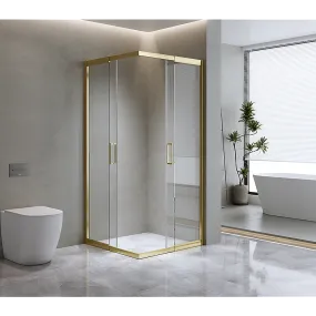 Adjustable Gold Double Sliding Glass Shower Screen, 1200x900mm, 6mm Safety Glass