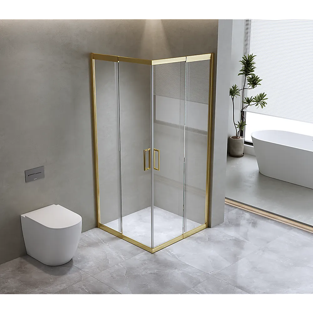 Adjustable Gold Double Sliding Glass Shower Screen, 1200x900mm, 6mm Safety Glass