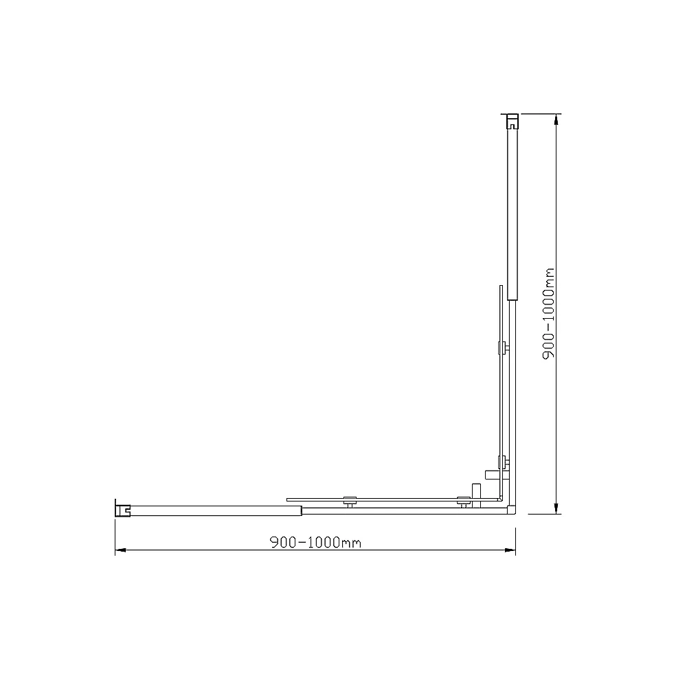 Adjustable Gold Double-Sliding Glass Shower Screen, 6mm, 1000x1000mm