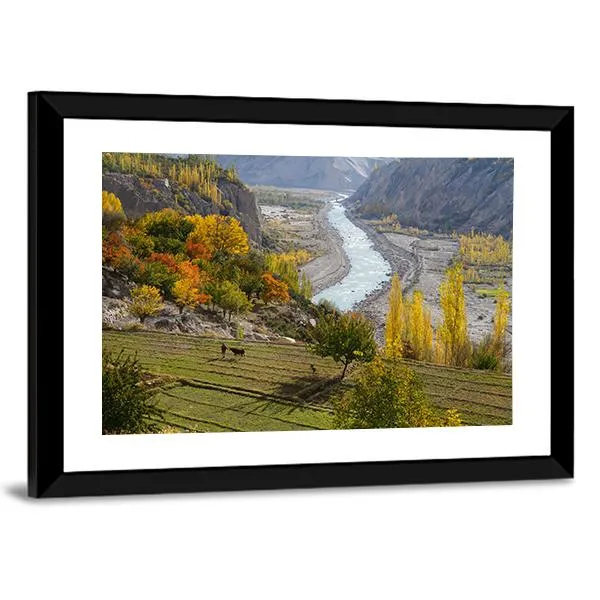 Agricultural Field Near Hunza Valley Canvas Wall Art