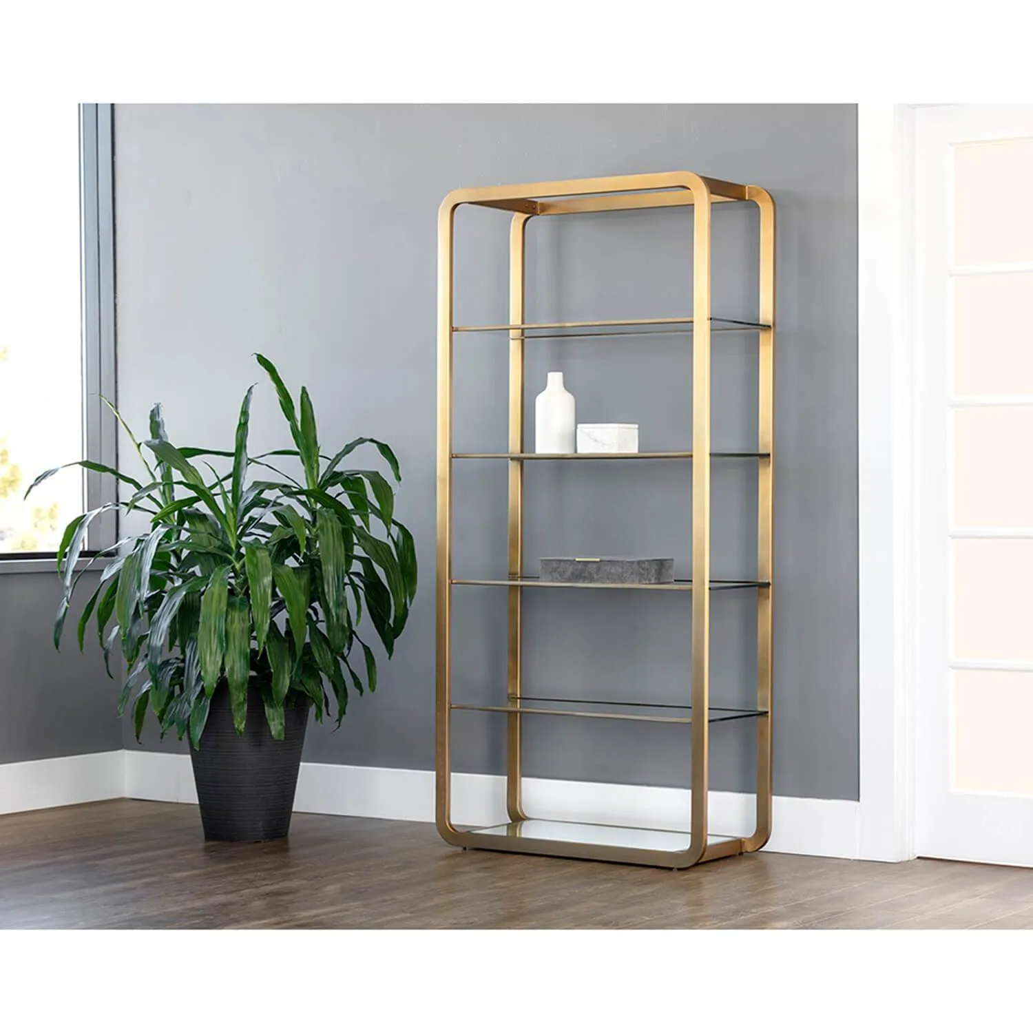 Ambretta Large Bookcase, Gold