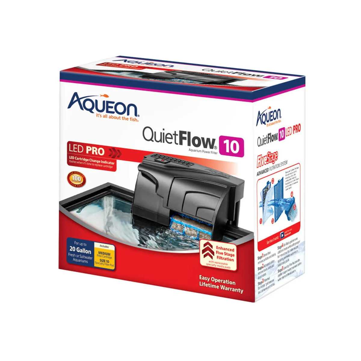 Aqueon QuietFlow 10 LED PRO Aquarium Power Filter