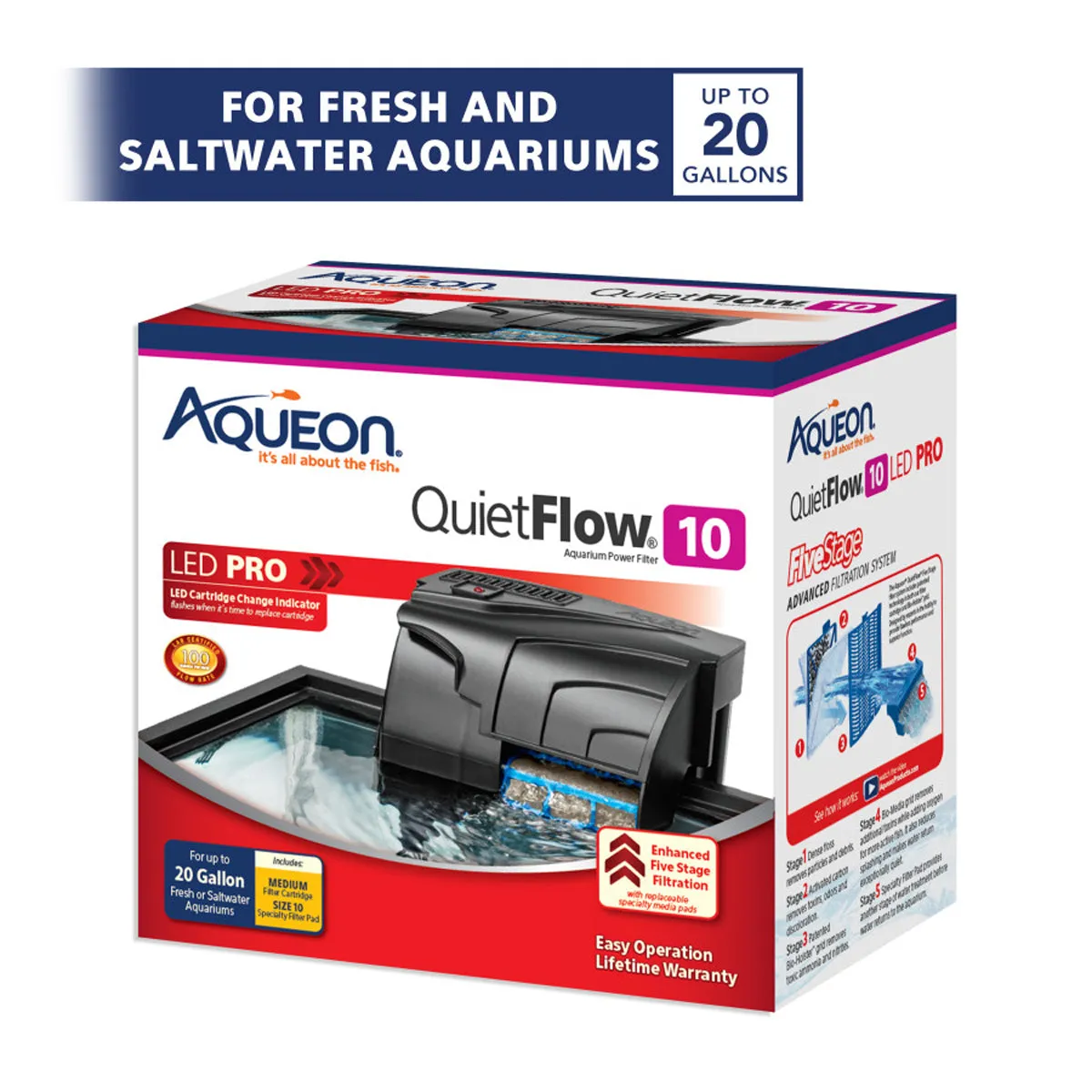 Aqueon QuietFlow 10 LED PRO Aquarium Power Filter