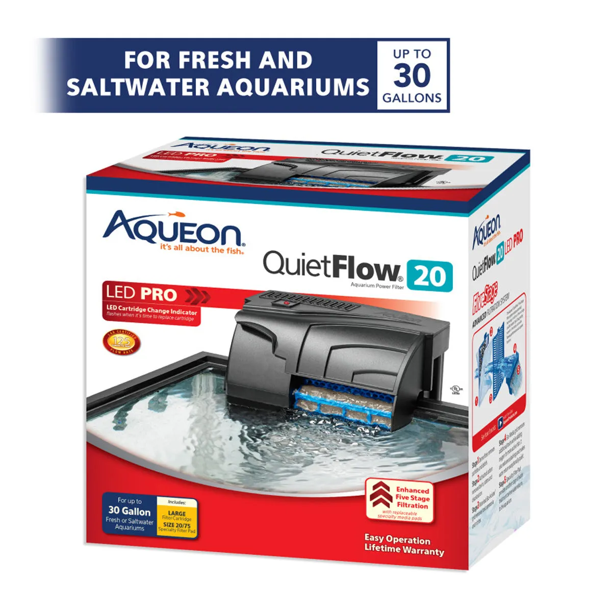 Aqueon QuietFlow 20 LED PRO Aquarium Power Filter