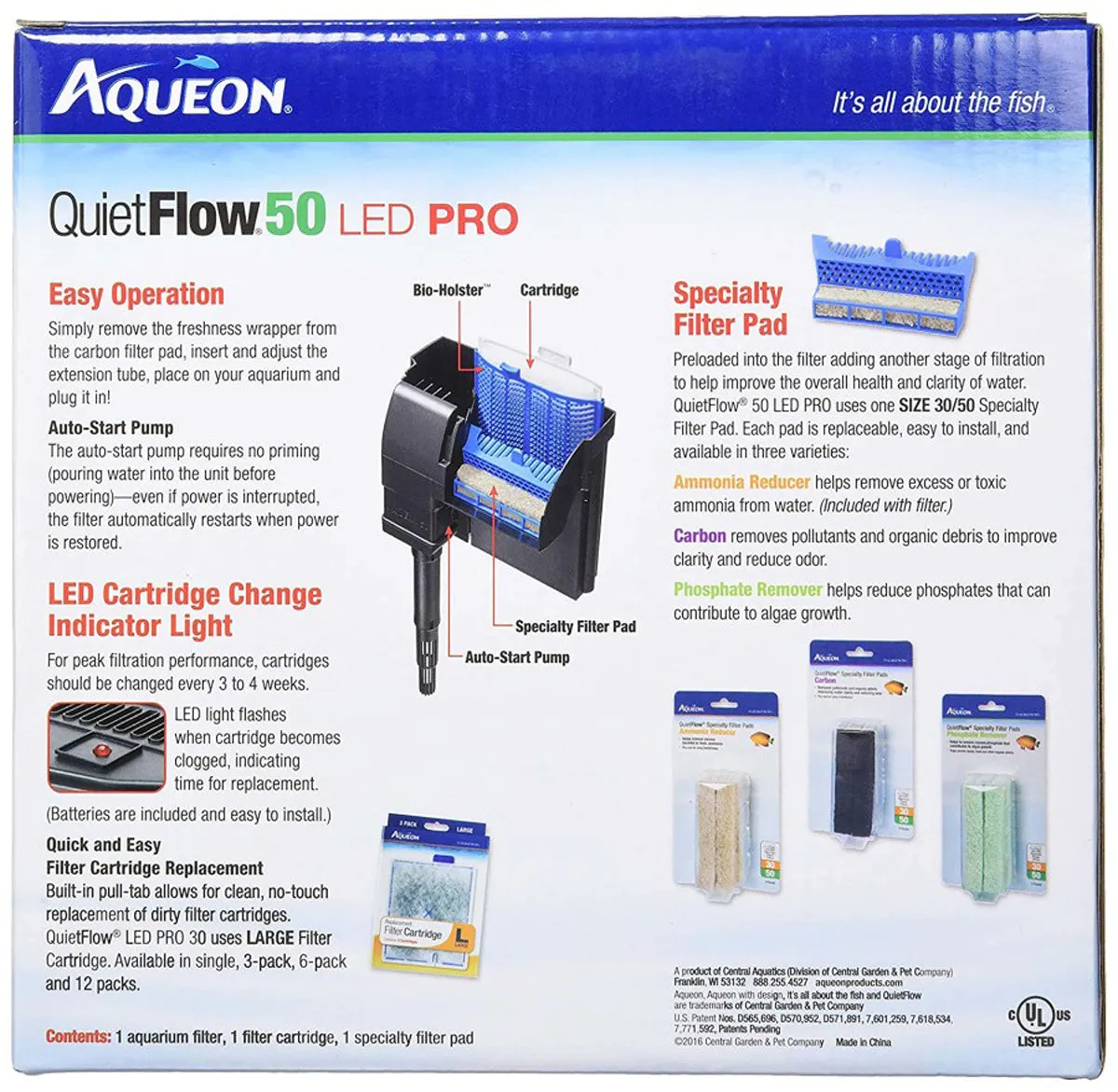 Aqueon QuietFlow 50 LED PRO Aquarium Power Filter