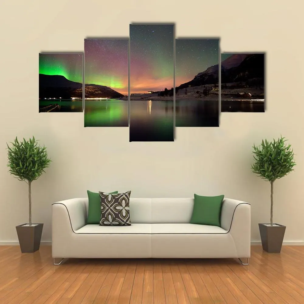 Arctic Night Aurora Borealis Canvas Wall Art