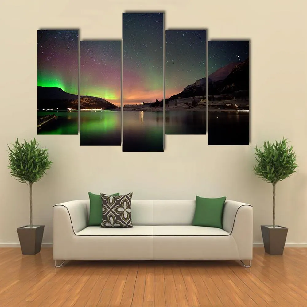 Arctic Night Aurora Borealis Canvas Wall Art