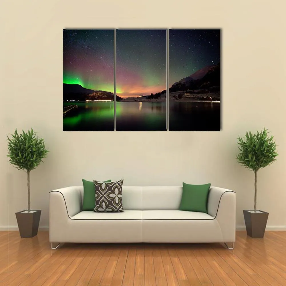 Arctic Night Aurora Borealis Canvas Wall Art