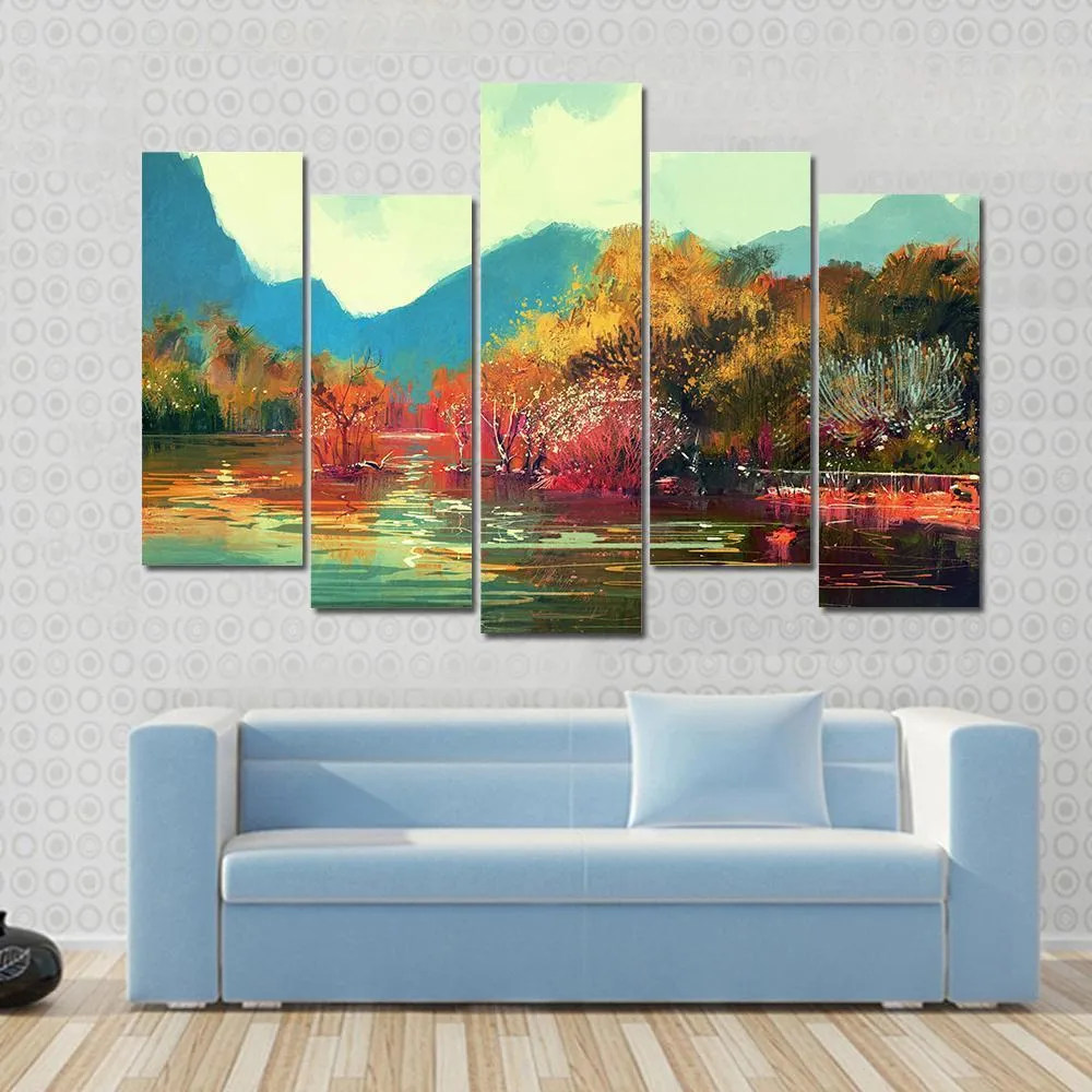 Autumn Forest Illustration Canvas Wall Art