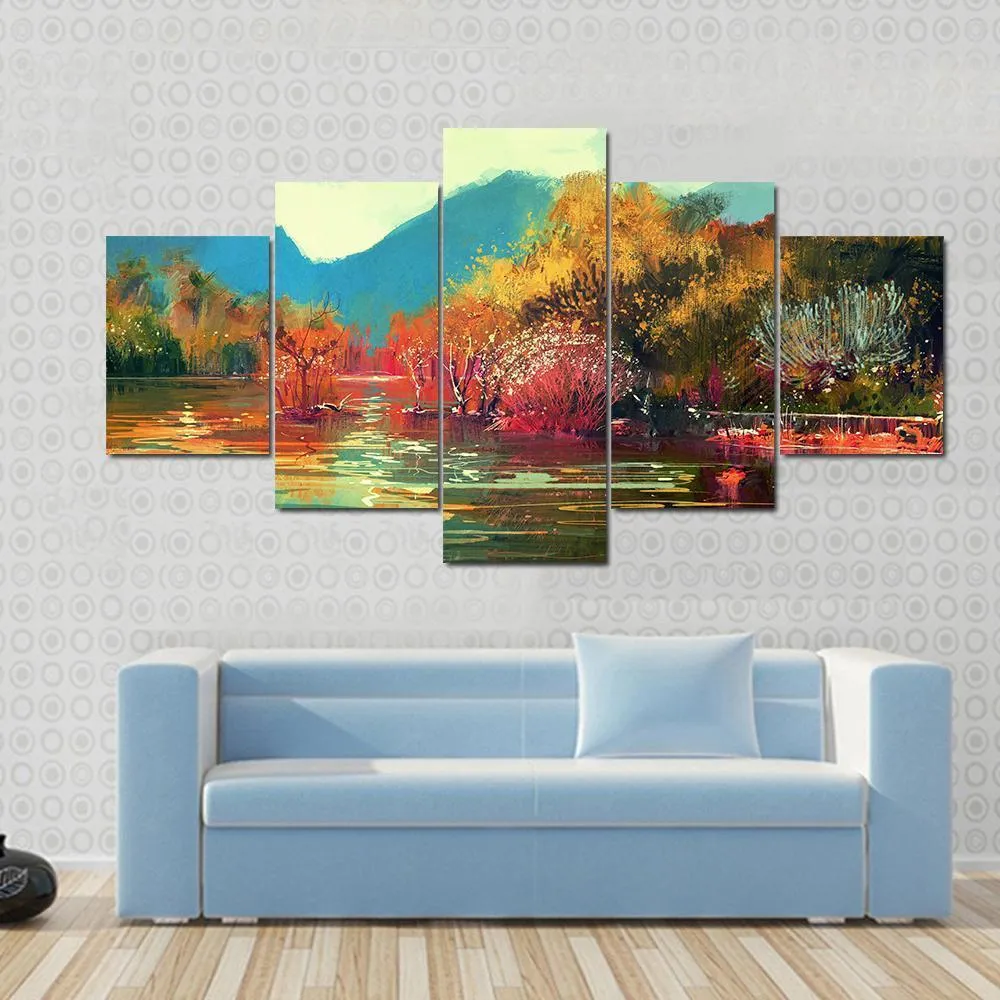 Autumn Forest Illustration Canvas Wall Art