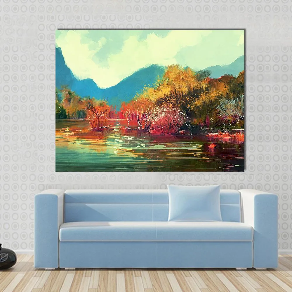 Autumn Forest Illustration Canvas Wall Art