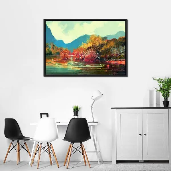 Autumn Forest Illustration Canvas Wall Art