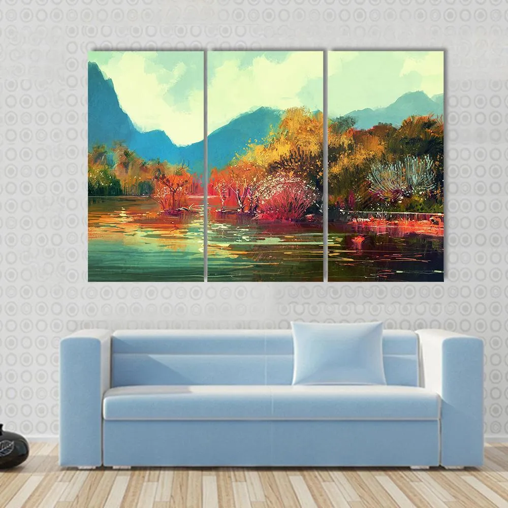 Autumn Forest Illustration Canvas Wall Art