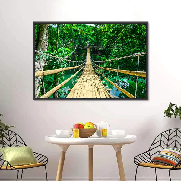 Bamboo Suspension Bridge Canvas Wall Art