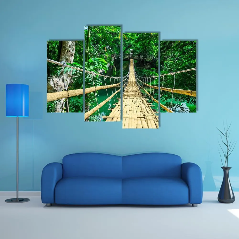 Bamboo Suspension Bridge Canvas Wall Art