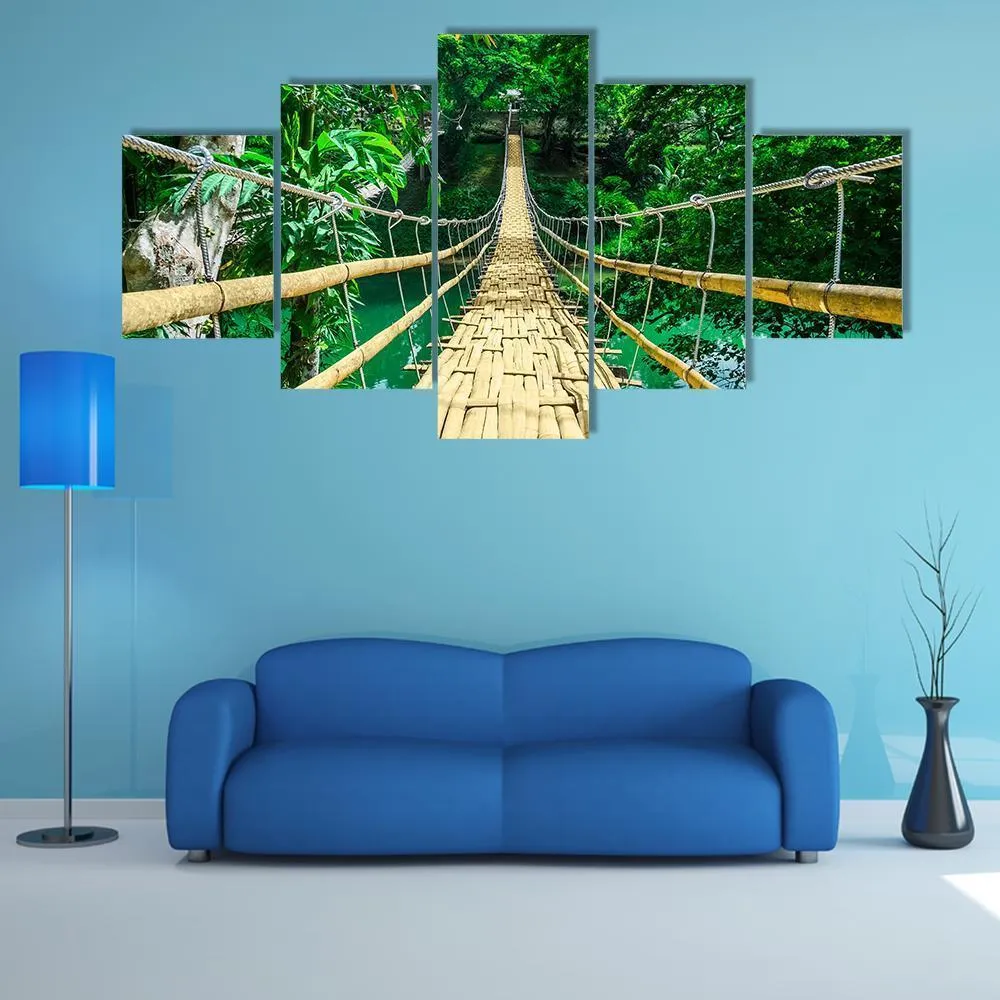 Bamboo Suspension Bridge Canvas Wall Art