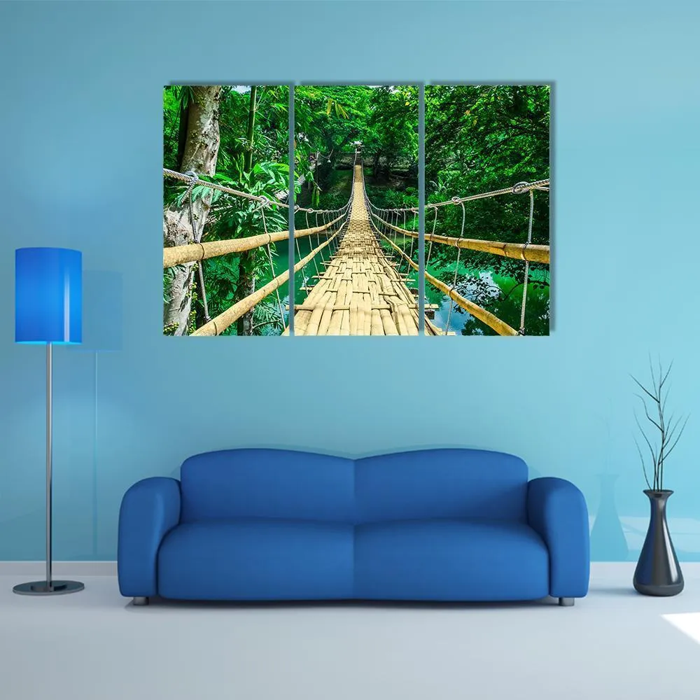 Bamboo Suspension Bridge Canvas Wall Art