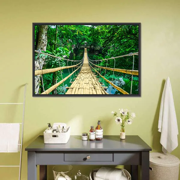 Bamboo Suspension Bridge Canvas Wall Art