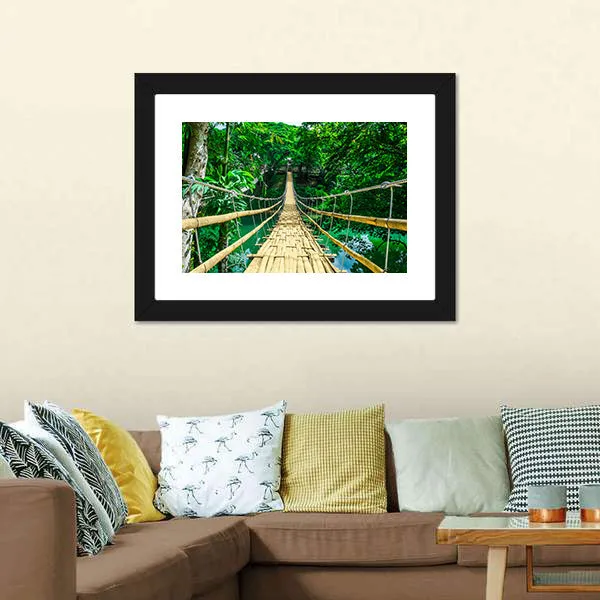 Bamboo Suspension Bridge Canvas Wall Art