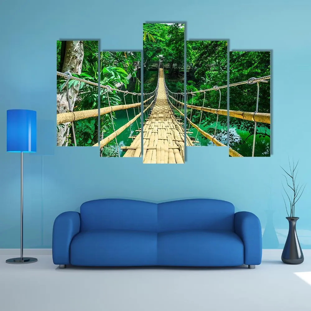 Bamboo Suspension Bridge Canvas Wall Art