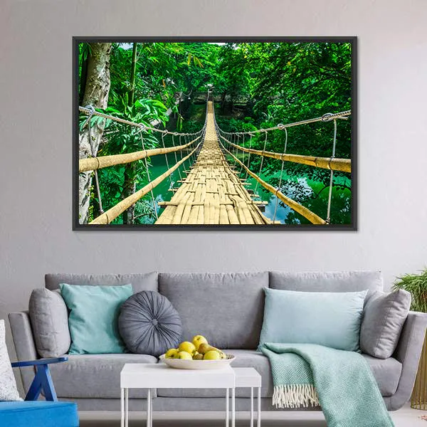 Bamboo Suspension Bridge Canvas Wall Art