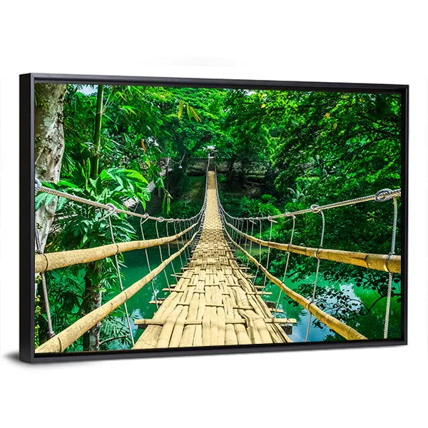 Bamboo Suspension Bridge Canvas Wall Art