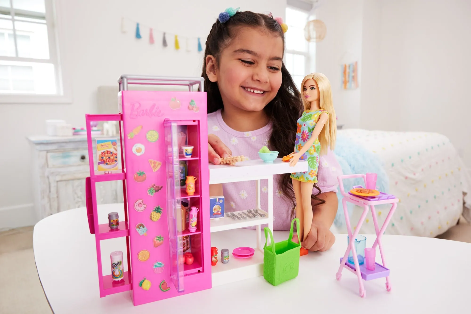 Barbie Doll And Ultimate Pantry Playset, Barbie Kitchen Add-On With 30  Food-Themed Pieces