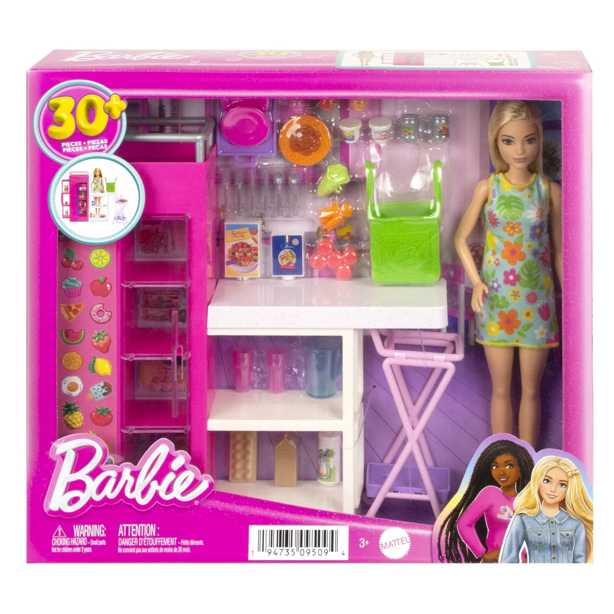 Barbie Doll And Ultimate Pantry Playset, Barbie Kitchen Add-On With 30  Food-Themed Pieces