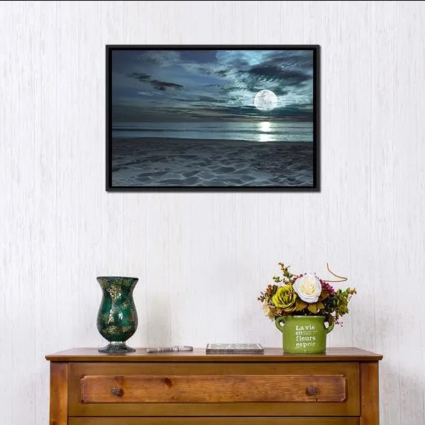 Beach At Twilight Time Canvas Wall Art