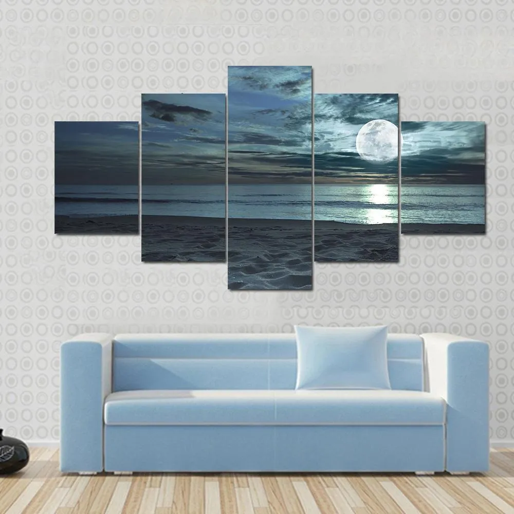 Beach At Twilight Time Canvas Wall Art