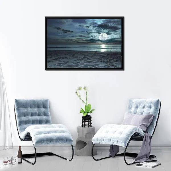 Beach At Twilight Time Canvas Wall Art