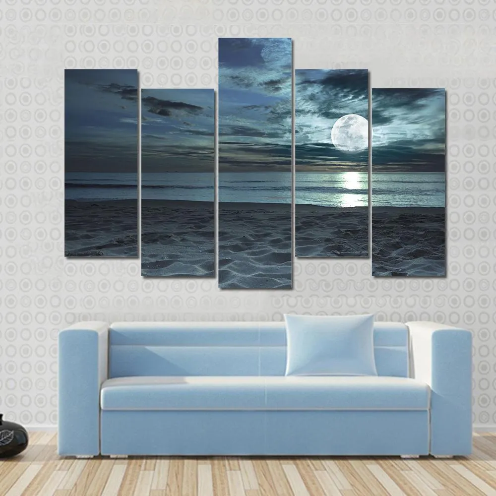 Beach At Twilight Time Canvas Wall Art