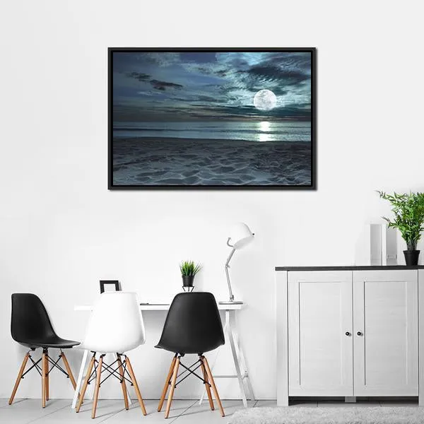 Beach At Twilight Time Canvas Wall Art