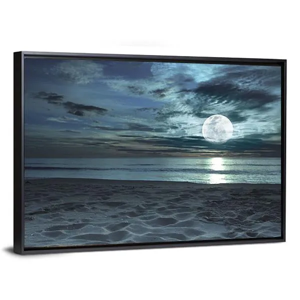 Beach At Twilight Time Canvas Wall Art