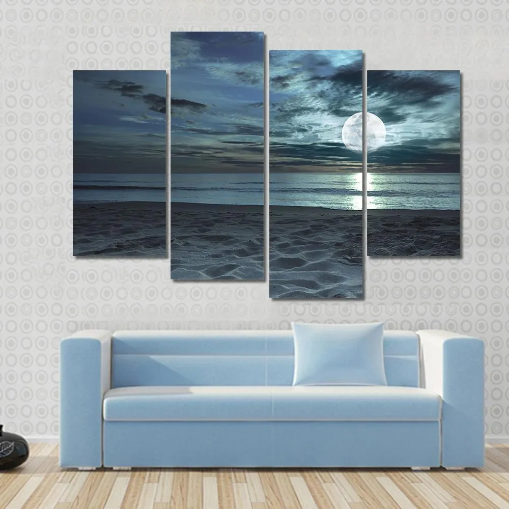 Beach At Twilight Time Canvas Wall Art