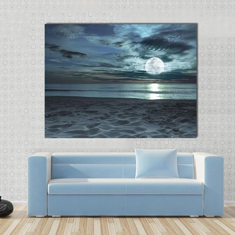 Beach At Twilight Time Canvas Wall Art