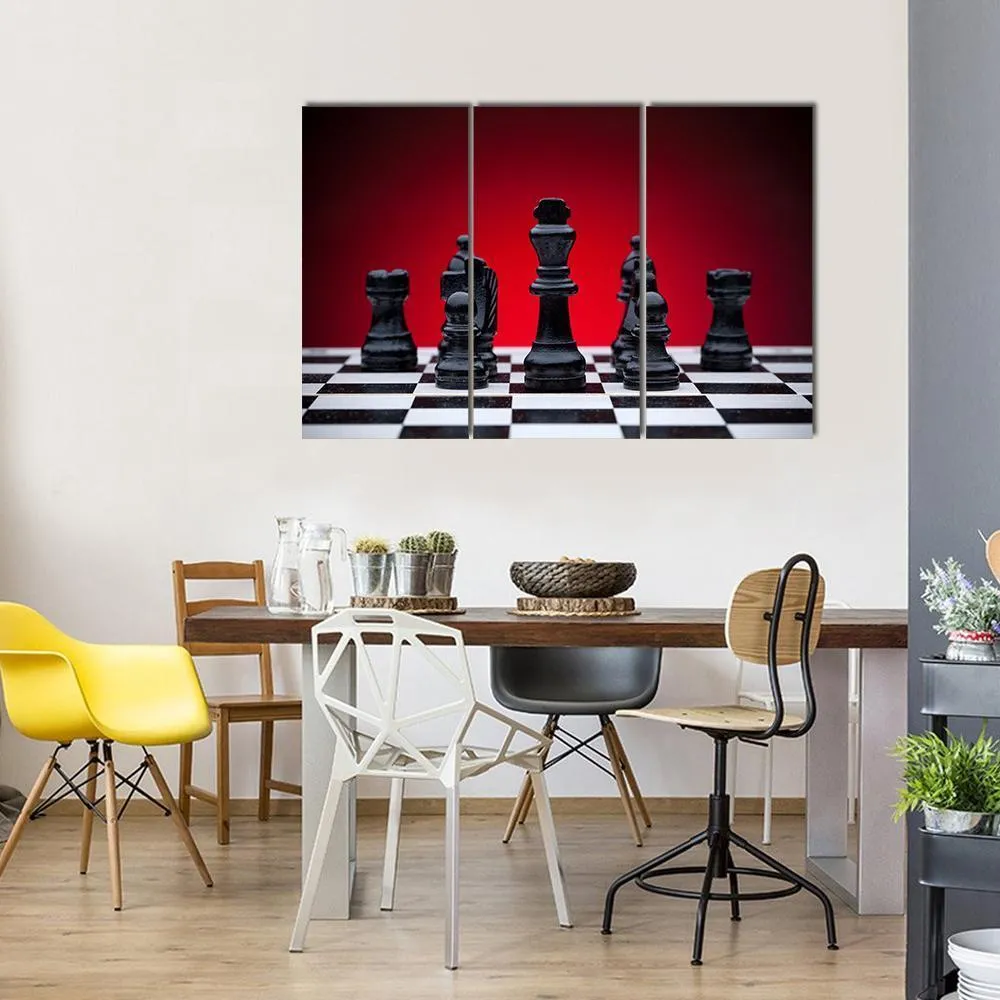 Black Chess Pieces Canvas Wall Art