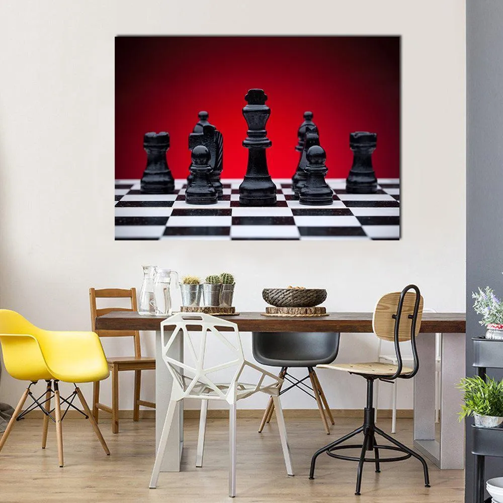 Black Chess Pieces Canvas Wall Art