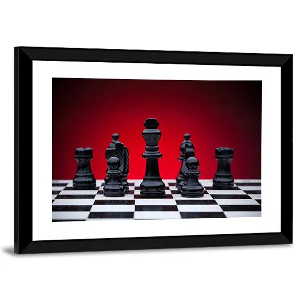 Black Chess Pieces Canvas Wall Art