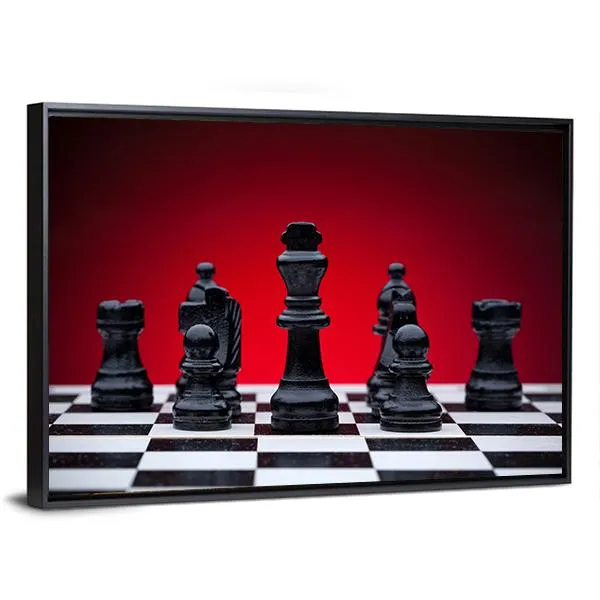 Black Chess Pieces Canvas Wall Art