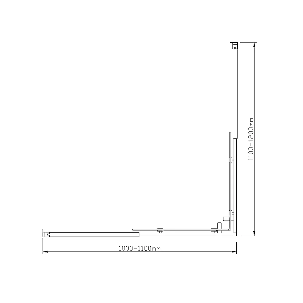 Black Double Sliding Door Glass Shower Screen 1100x1200mm