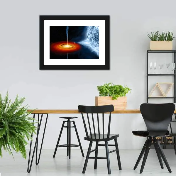 Black Hole Sucking Big White Dwarf Canvas Wall Art