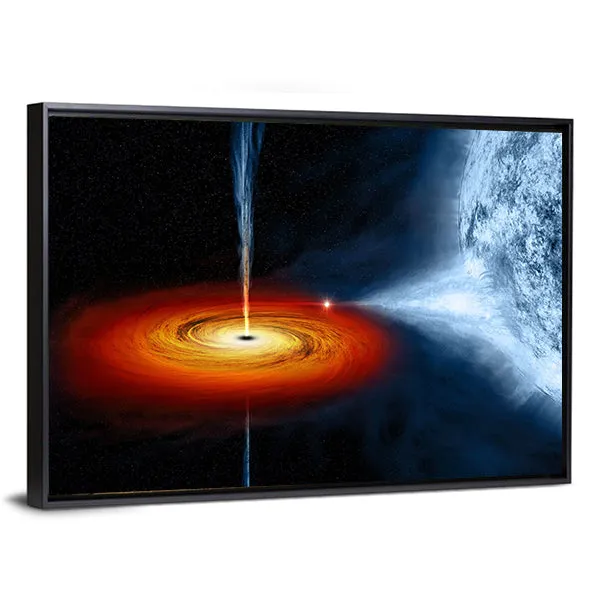 Black Hole Sucking Big White Dwarf Canvas Wall Art